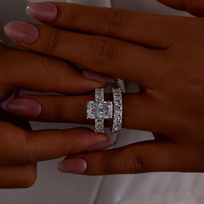 2pc Baguette Radiant Cut Ring Set