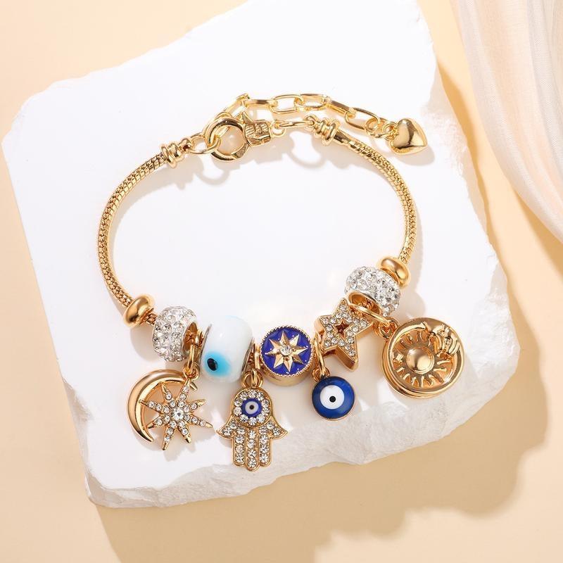 Evil Eye Hamsa Hand Charm Bracelet
