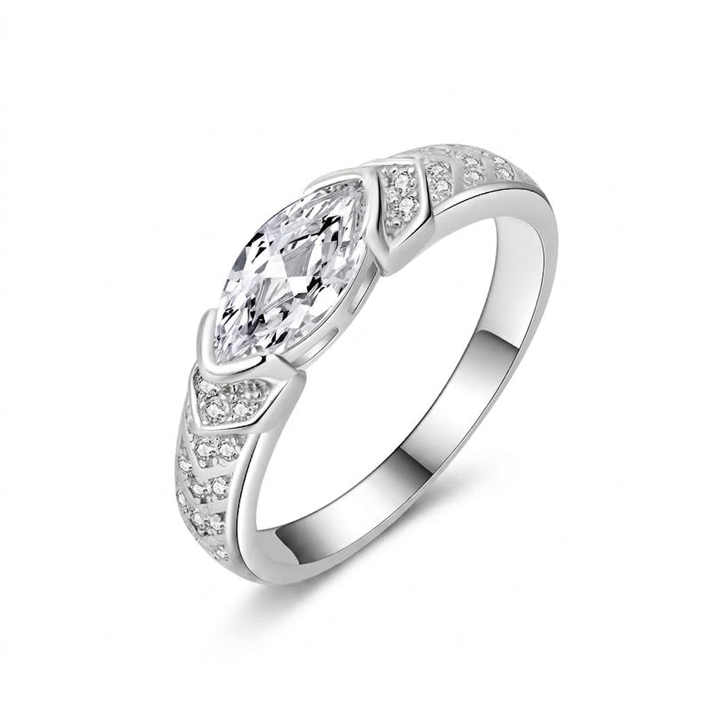 Elegant Marquise Chevron Band Ring