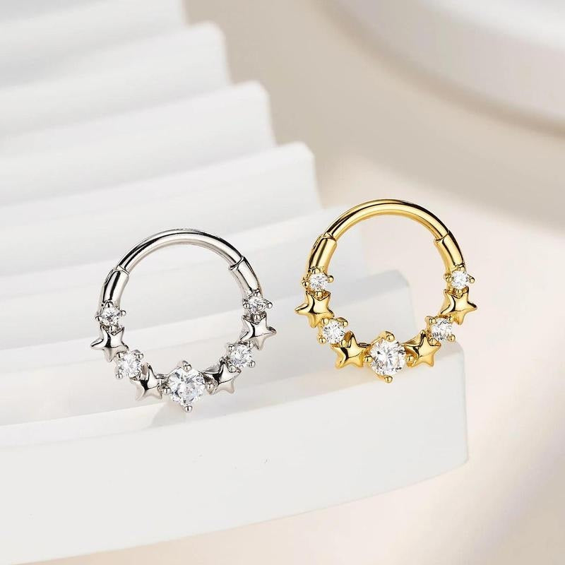 16G Celestial CZ Accented Nose Ring