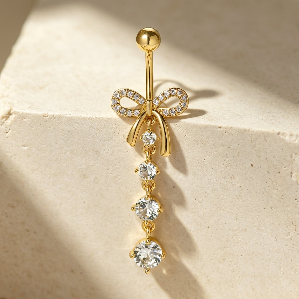 Y2K Shimmer Bow Belly Ring