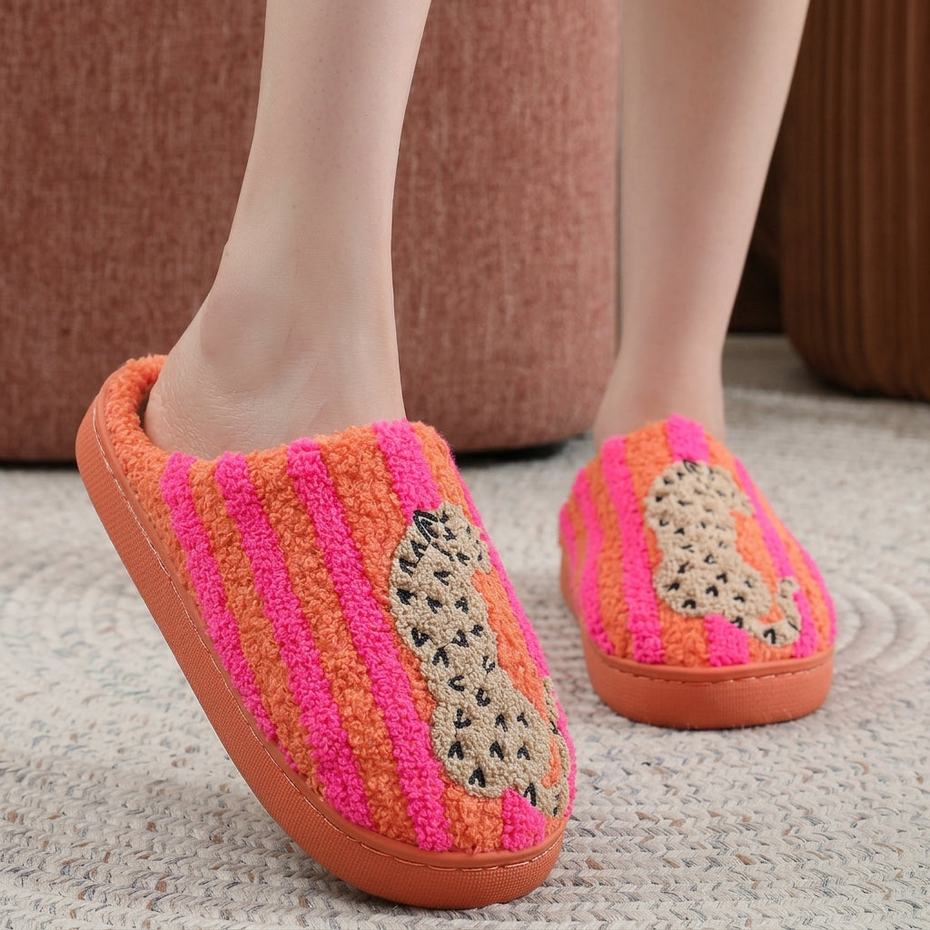 Leopard Cozy Fuzzy House Slippers