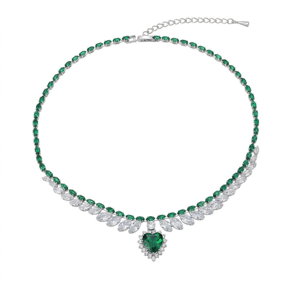 Sparkling Heart Statement Necklace