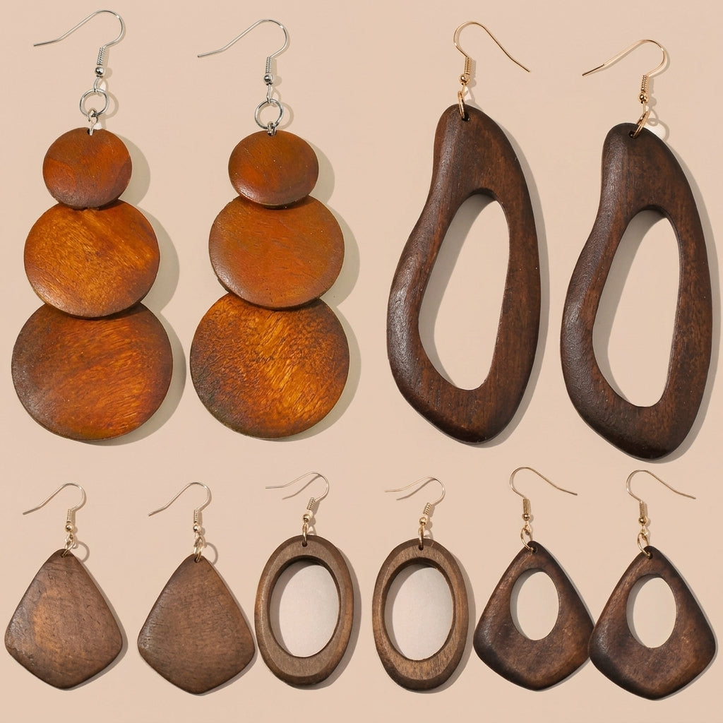 5 Pair Set Boho Geometric Dangle Earring Set