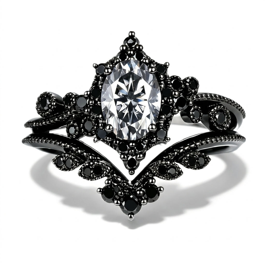 Zircons Gothic Oval Ring Set