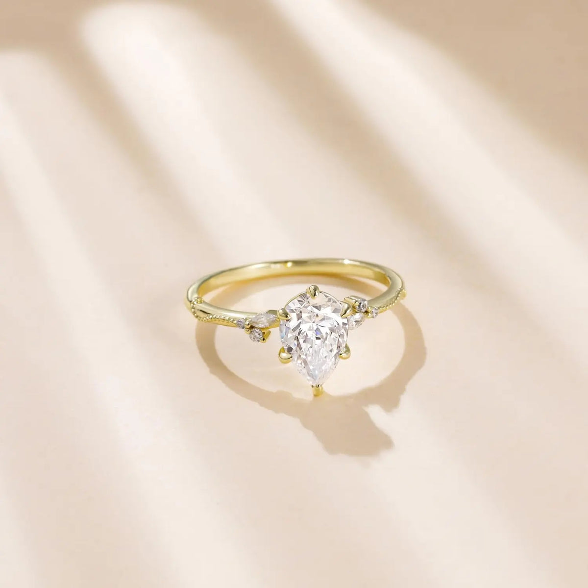 Pear Cut Zircon Engagement Ring