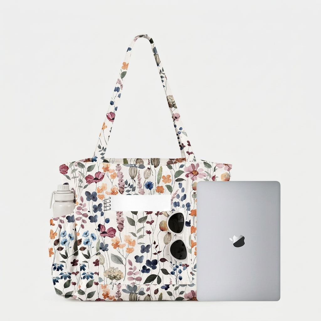Casual Patterned Zipper Tote Bag