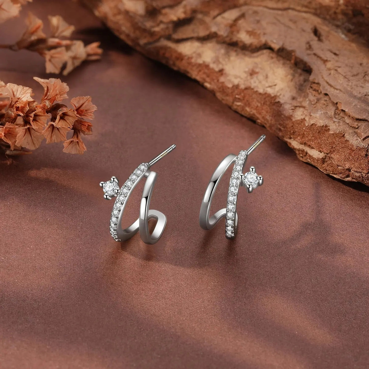 14k Minimalist Layered Curve Earrings