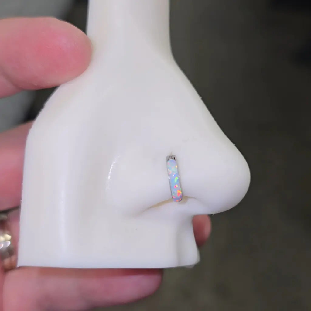 Chunky Opal Hinged Nose Hoop