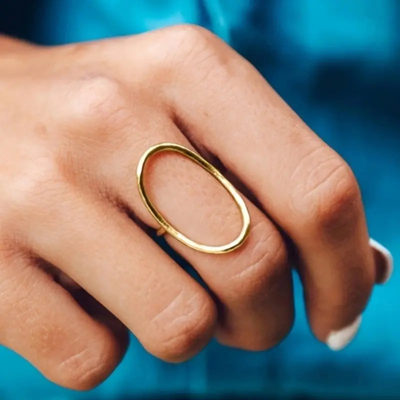 Minimalist Elongated Oval Ring