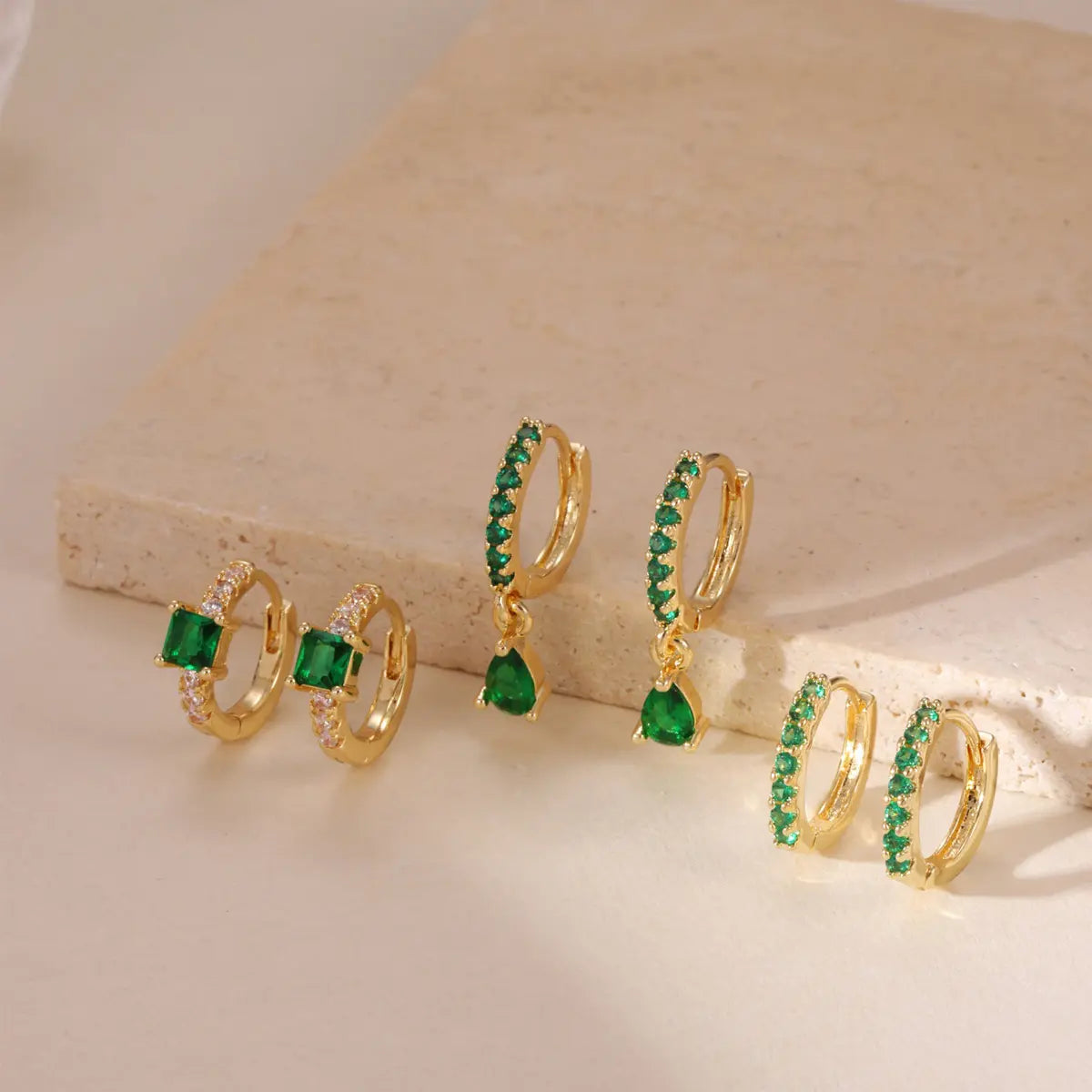 3-Pair CZ Hoop Earring Set