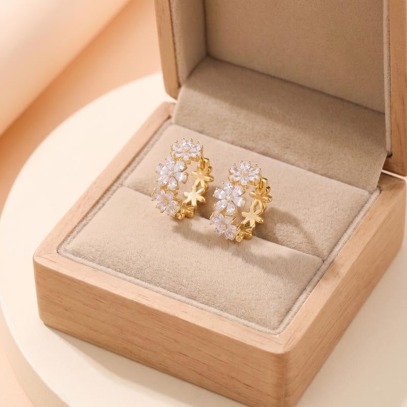 Dainty Floral Hoop Earrings