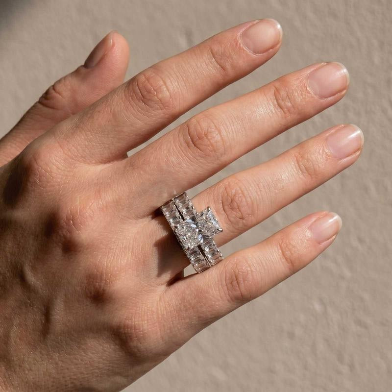 2pc Baguette Radiant Cut Ring Set