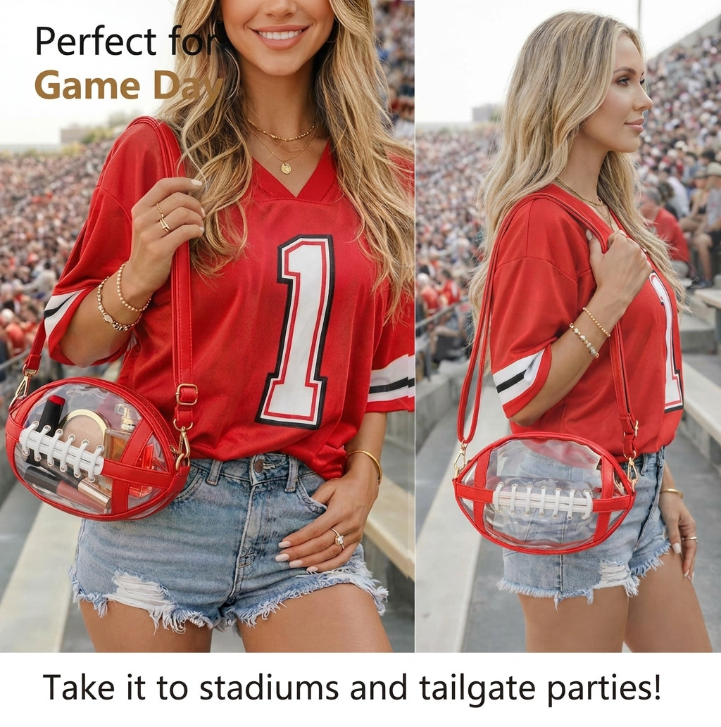 Clear Football Shaped Crossbody Stadium Bag