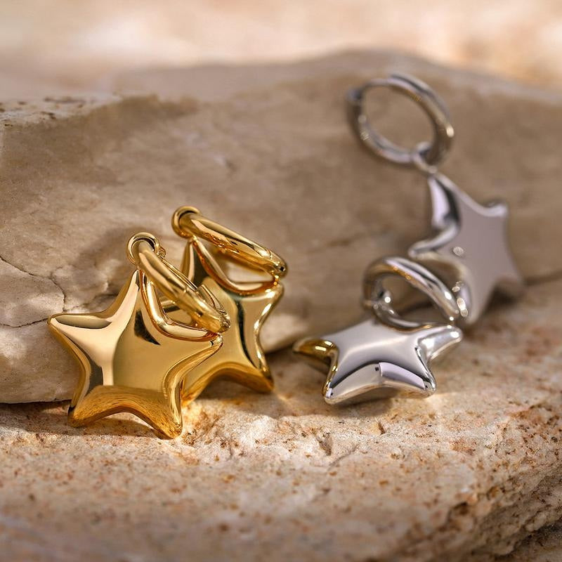 Bubble Star Huggie Hoop Earrings