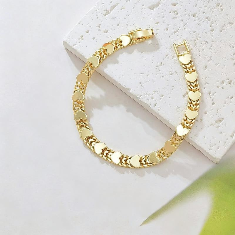 14k Double Row Heart Bracelet