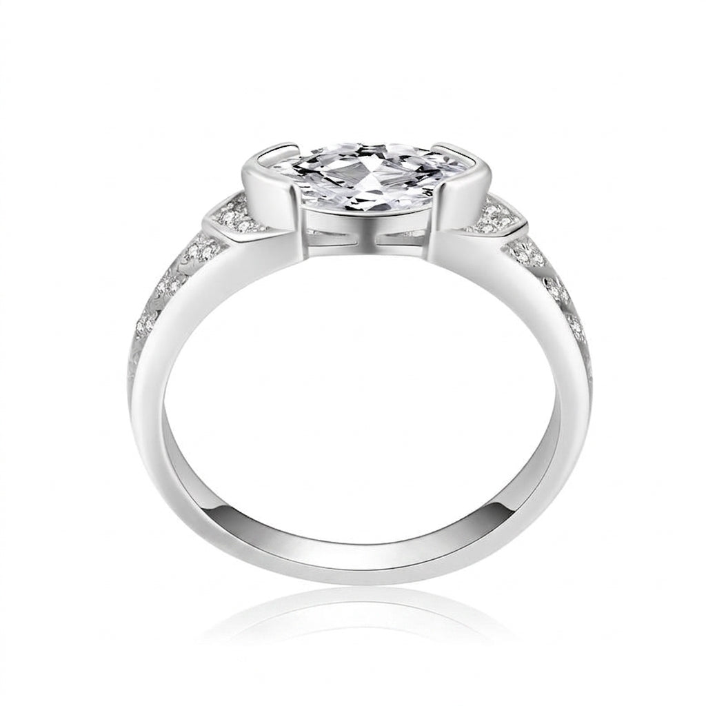 Elegant Marquise Chevron Band Ring