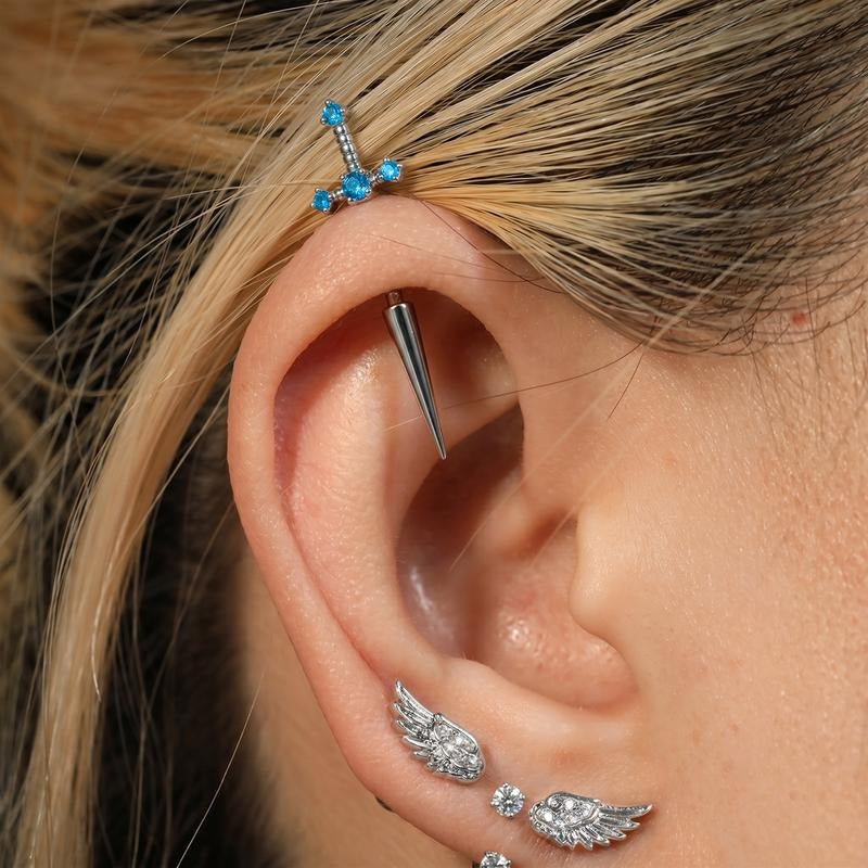 16G Dagger Cross Helix Piercing Earring
