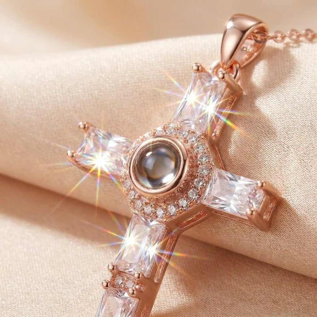 Lord's Prayer Message Cross Necklace