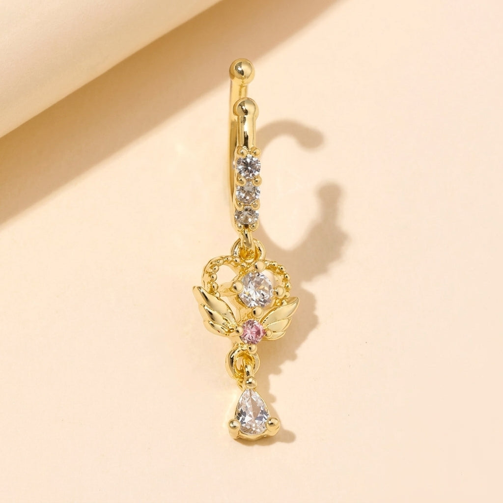 Elegant Angel Heart Droplet Nose Ring
