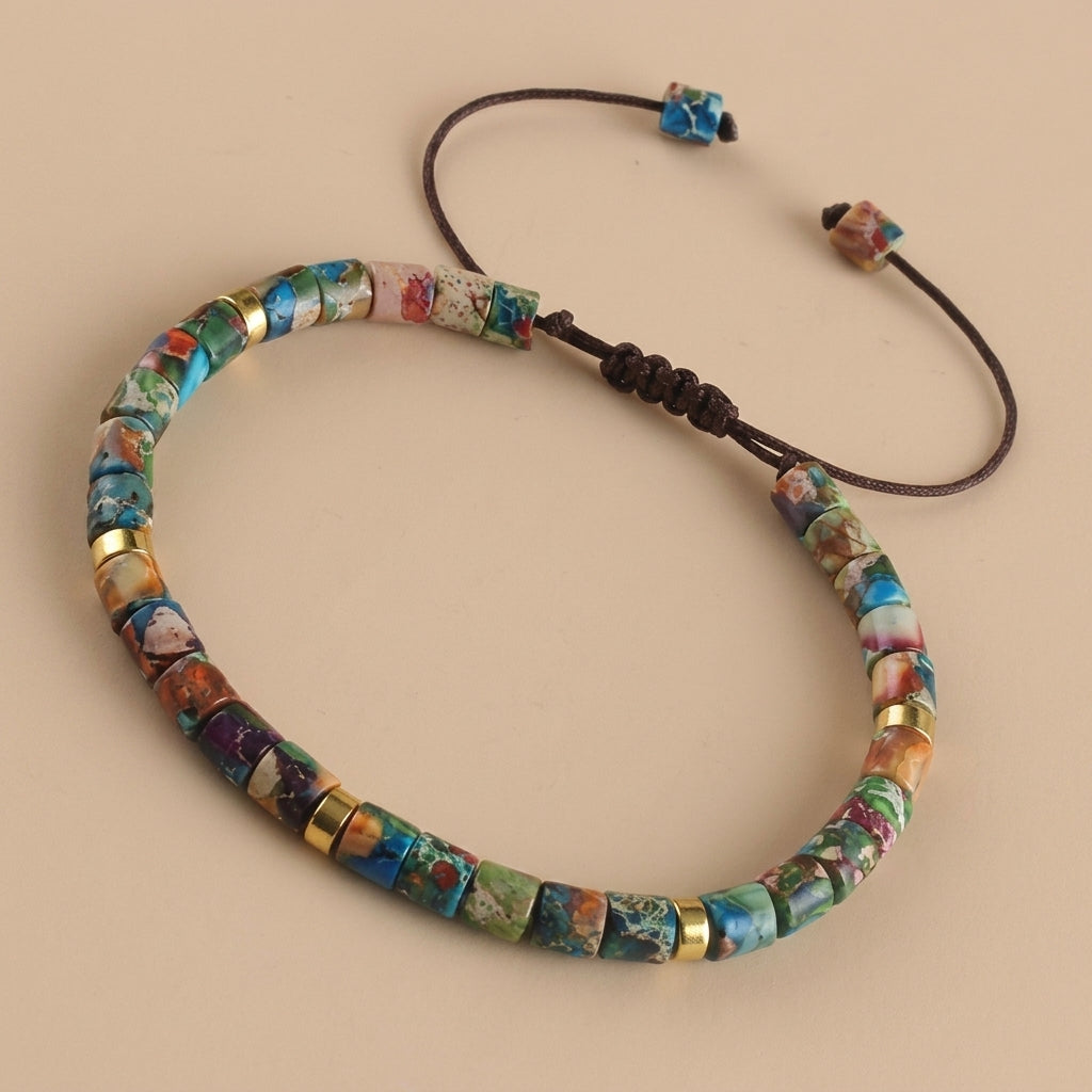 Boho Woven Colorful Stone Bracelet