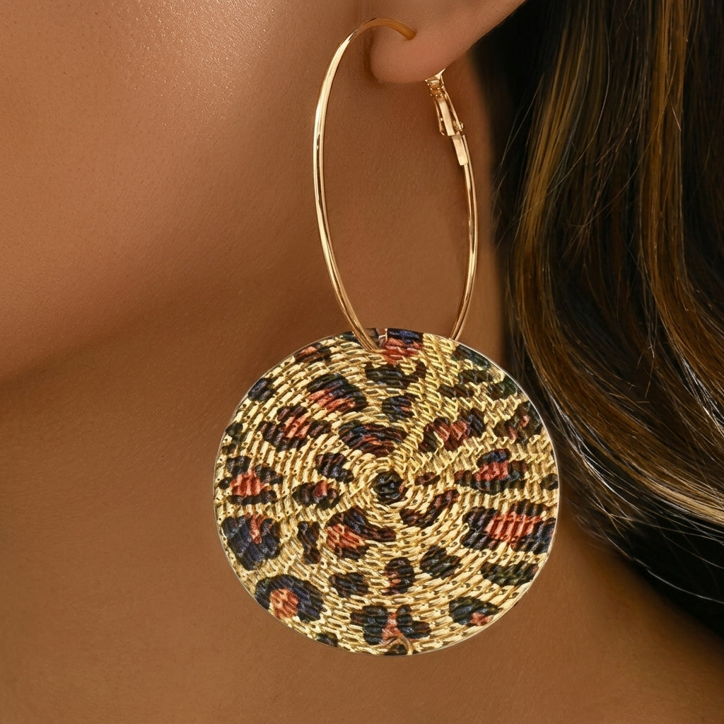Elegant Leopard Print Hoop Earrings
