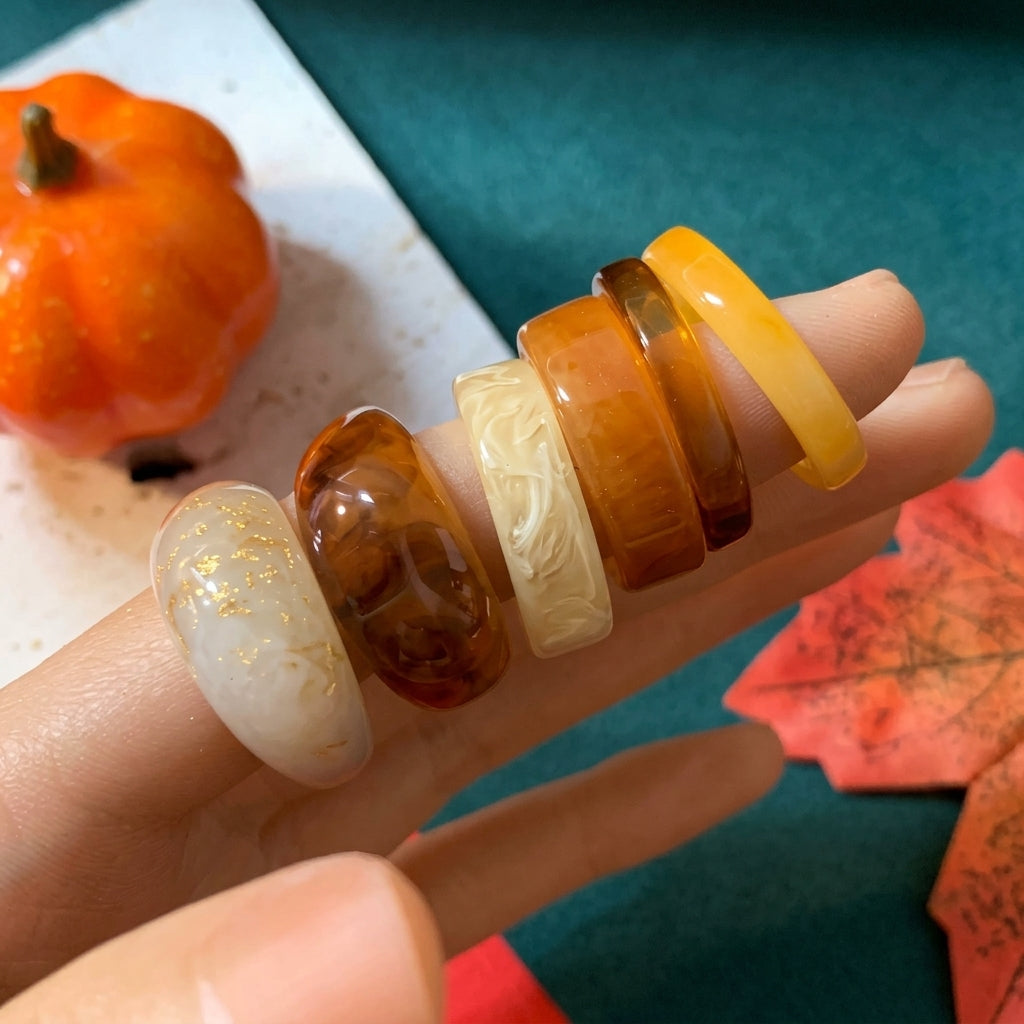 6pc Caramel Autumn Ring Set
