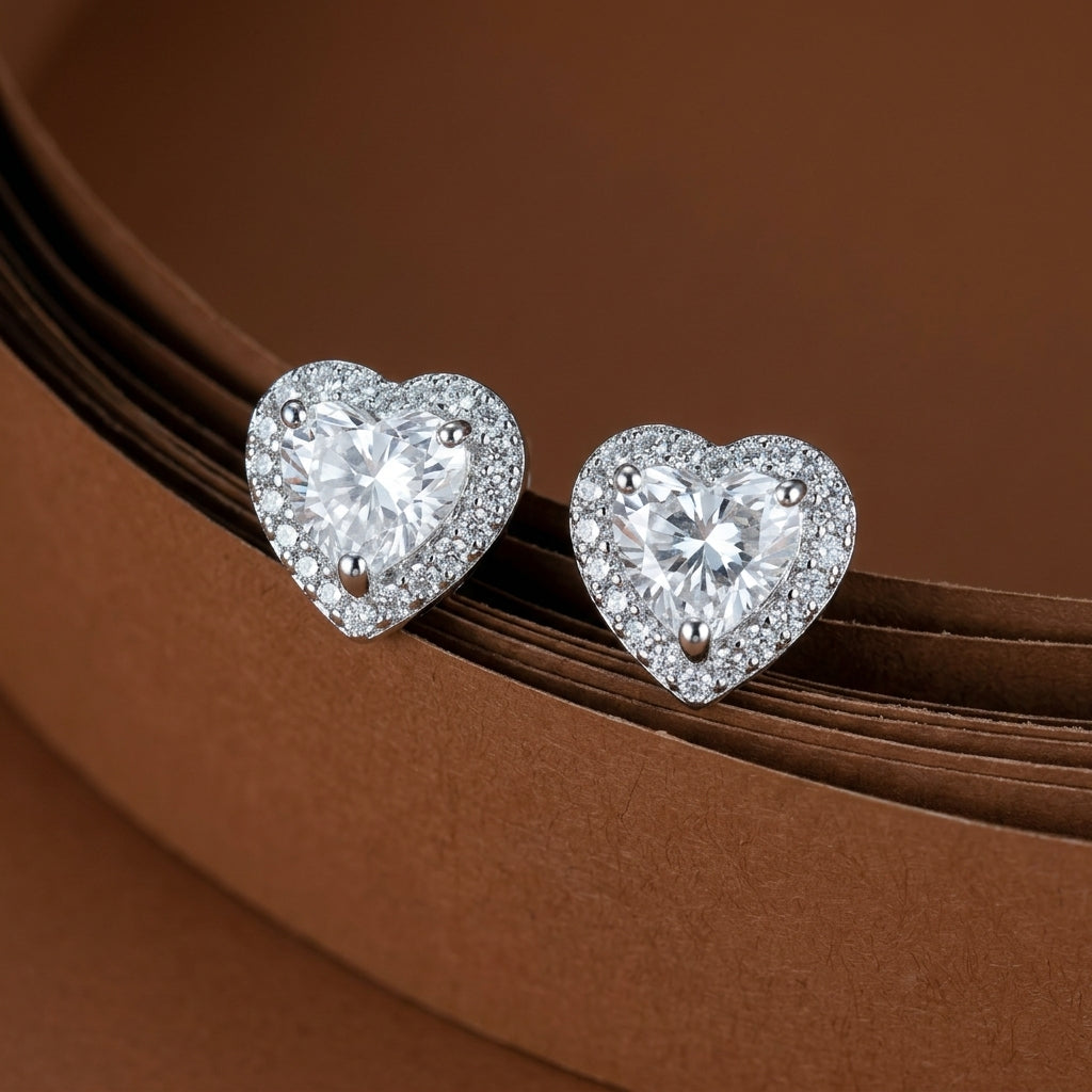 Elegant Heart Shaped Stud Earrings