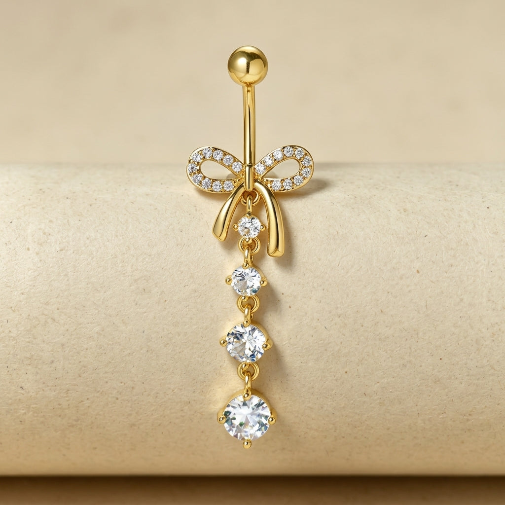 Y2K Shimmer Bow Belly Ring