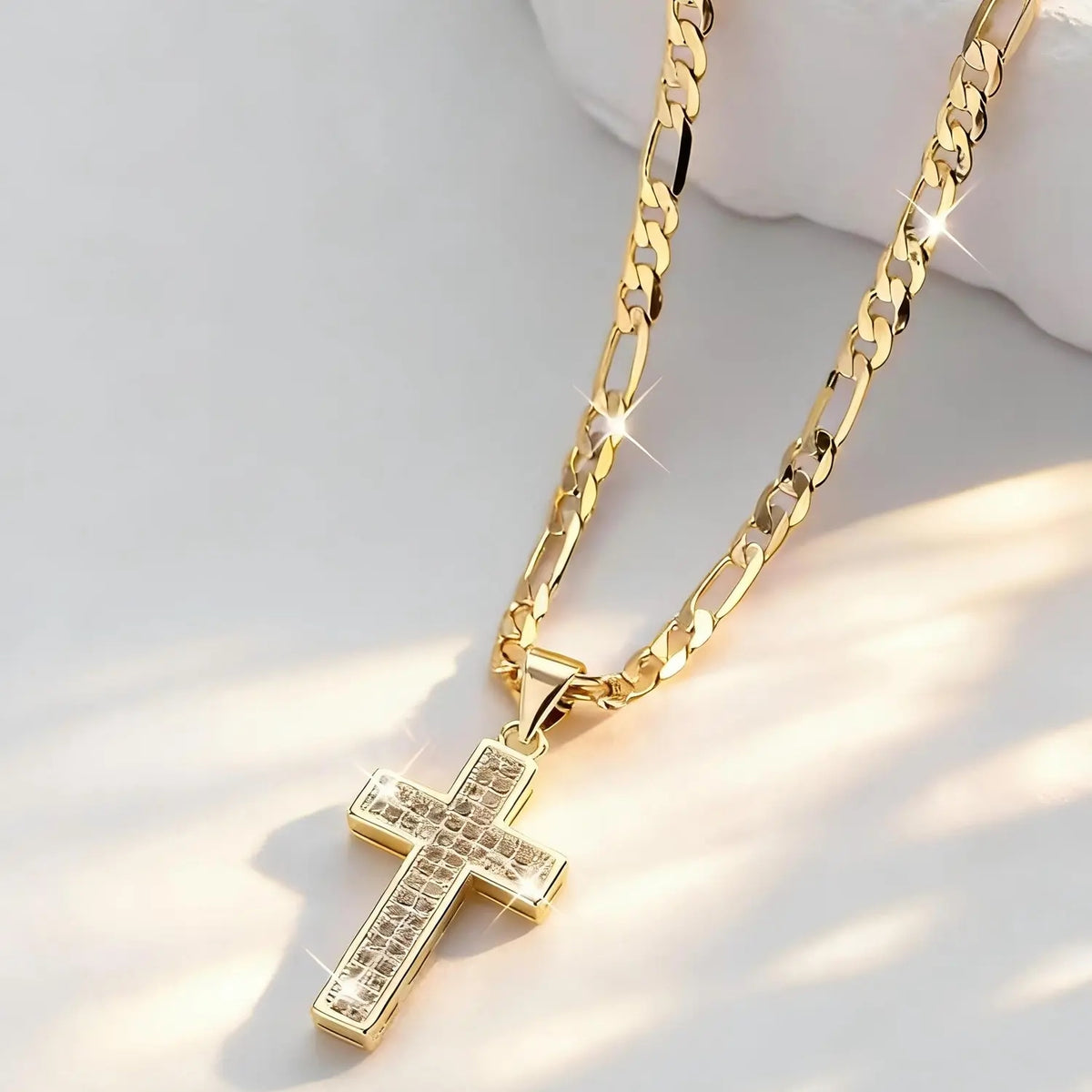 14k Elegant Sparkling Cross Necklace