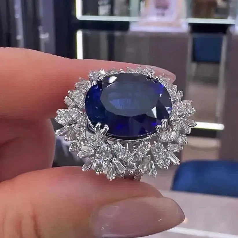 Vintage Sapphire Halo Statement Ring