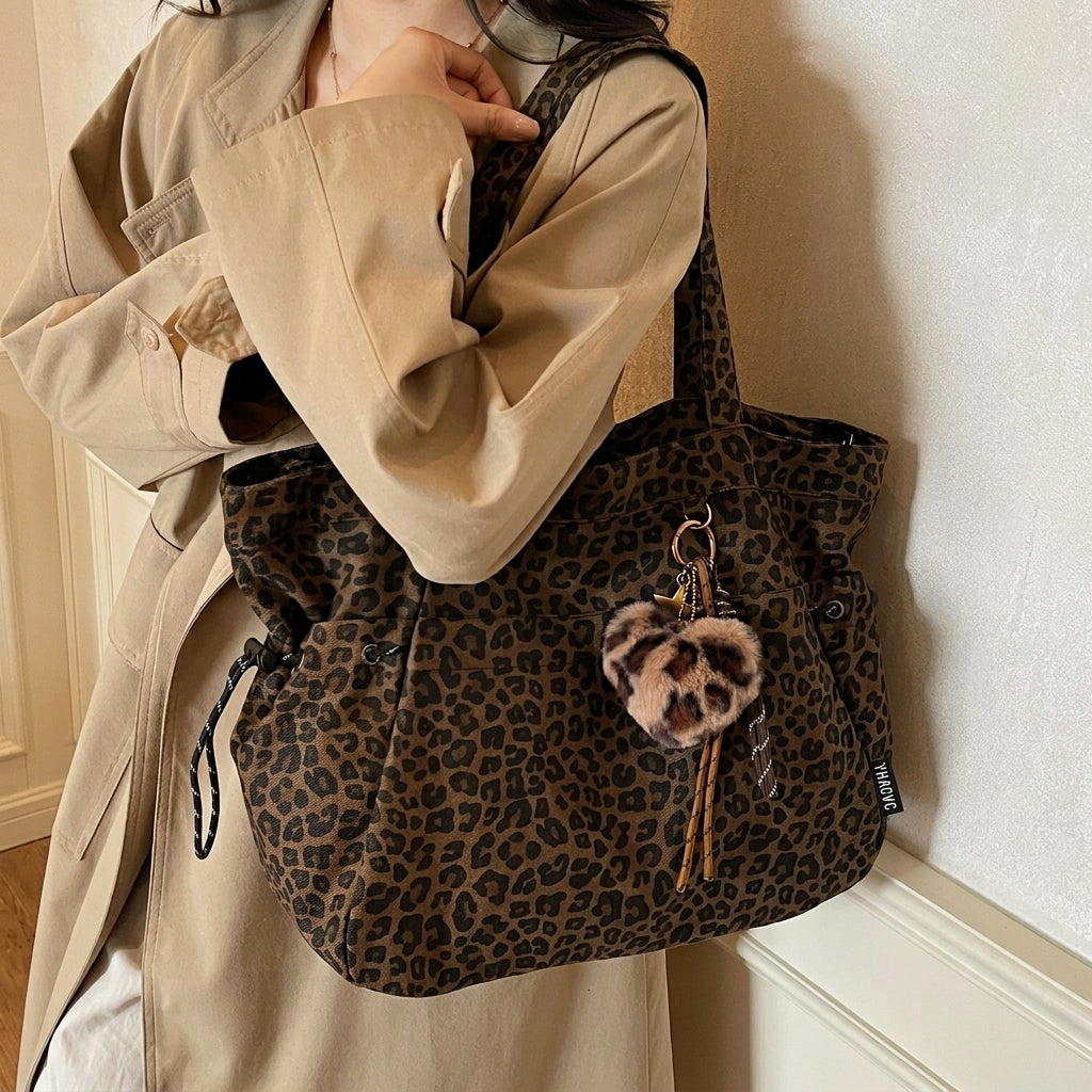 Leopard Pattern With Pendant Tote Bag