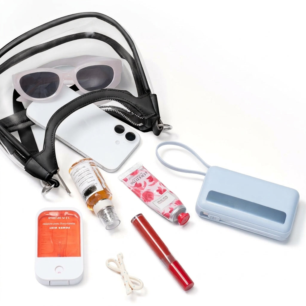 Clear Stadium Crescent Shoulder Bag + Free Wristlet Wallet