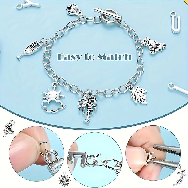 487pc Build Your Own Charm Bracelet DIY Kit