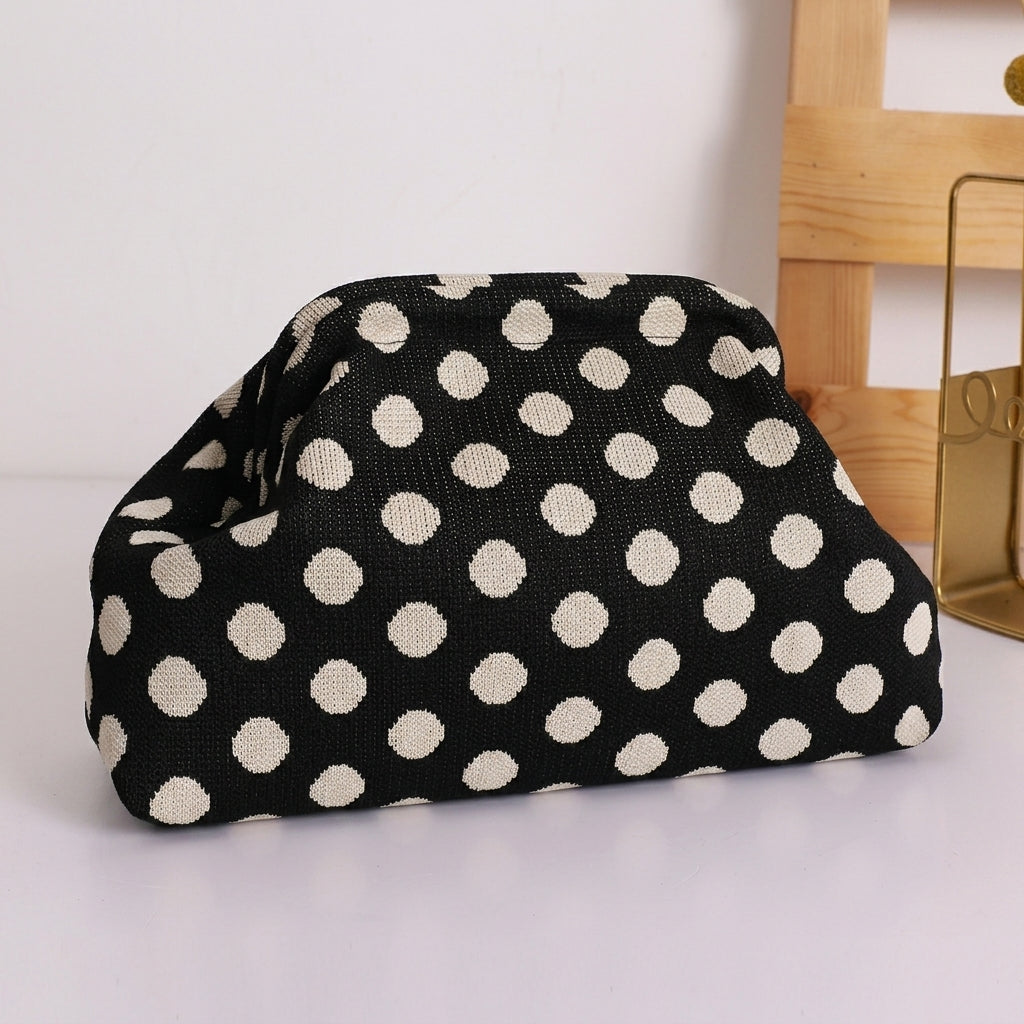 Woven Striped Pouch Clutch