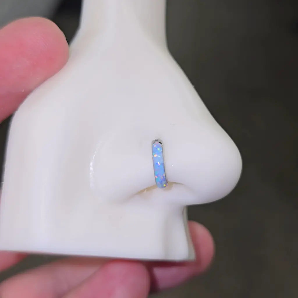 Chunky Opal Hinged Nose Hoop