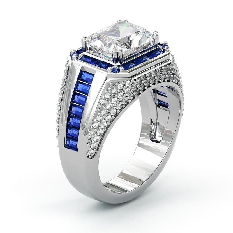 Radiant Cut Sapphire Accented Ring