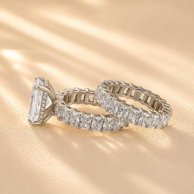 2pc Baguette Radiant Cut Ring Set