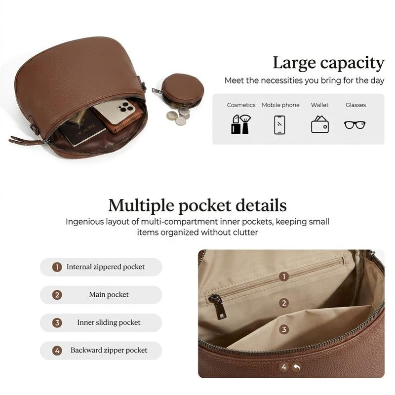 Half-Moon Cross Body Bag With Detachable Pouch