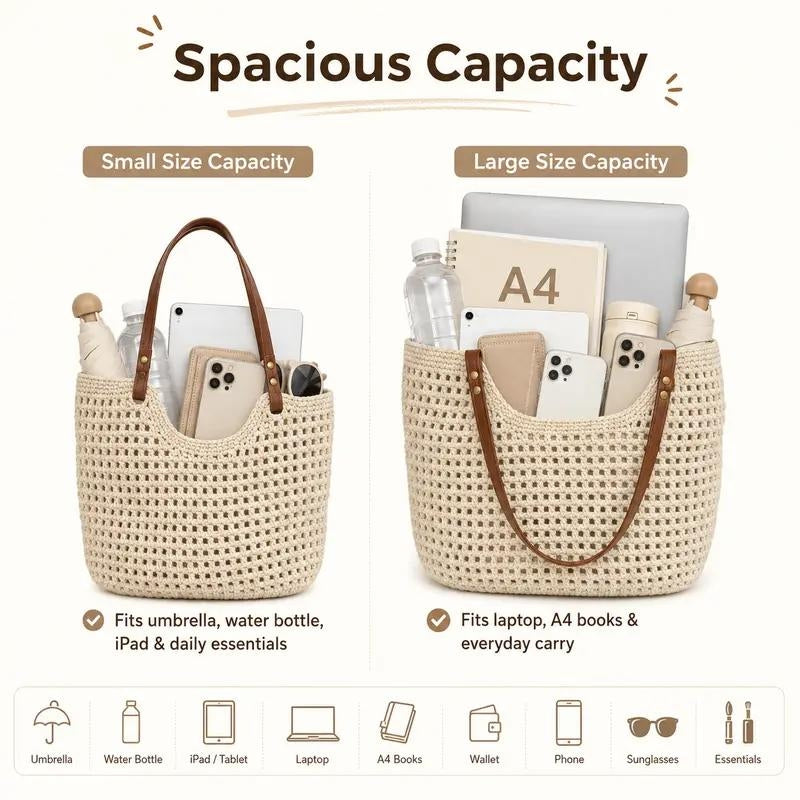 Boho Crochet Tote Bag
