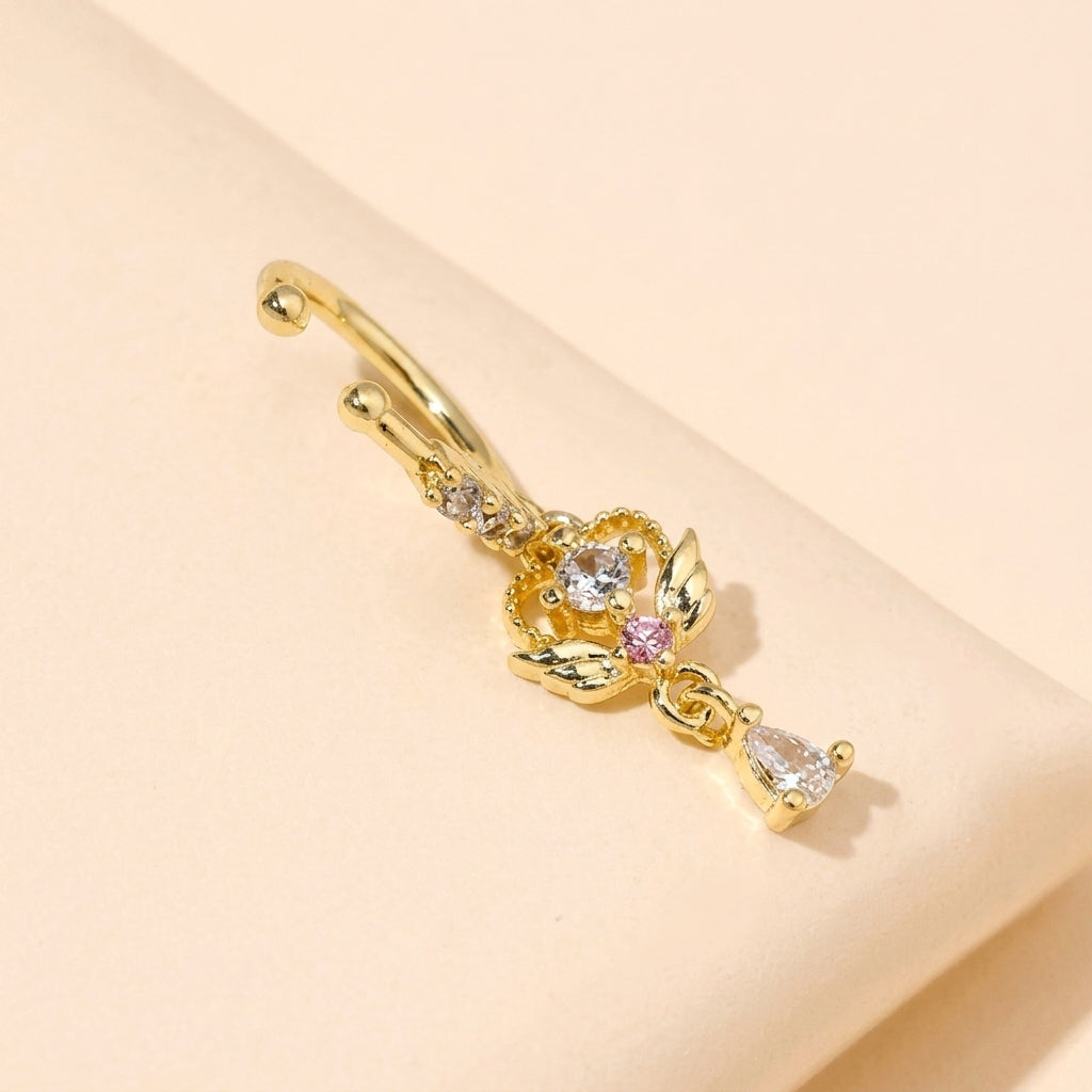 Elegant Angel Heart Droplet Nose Ring
