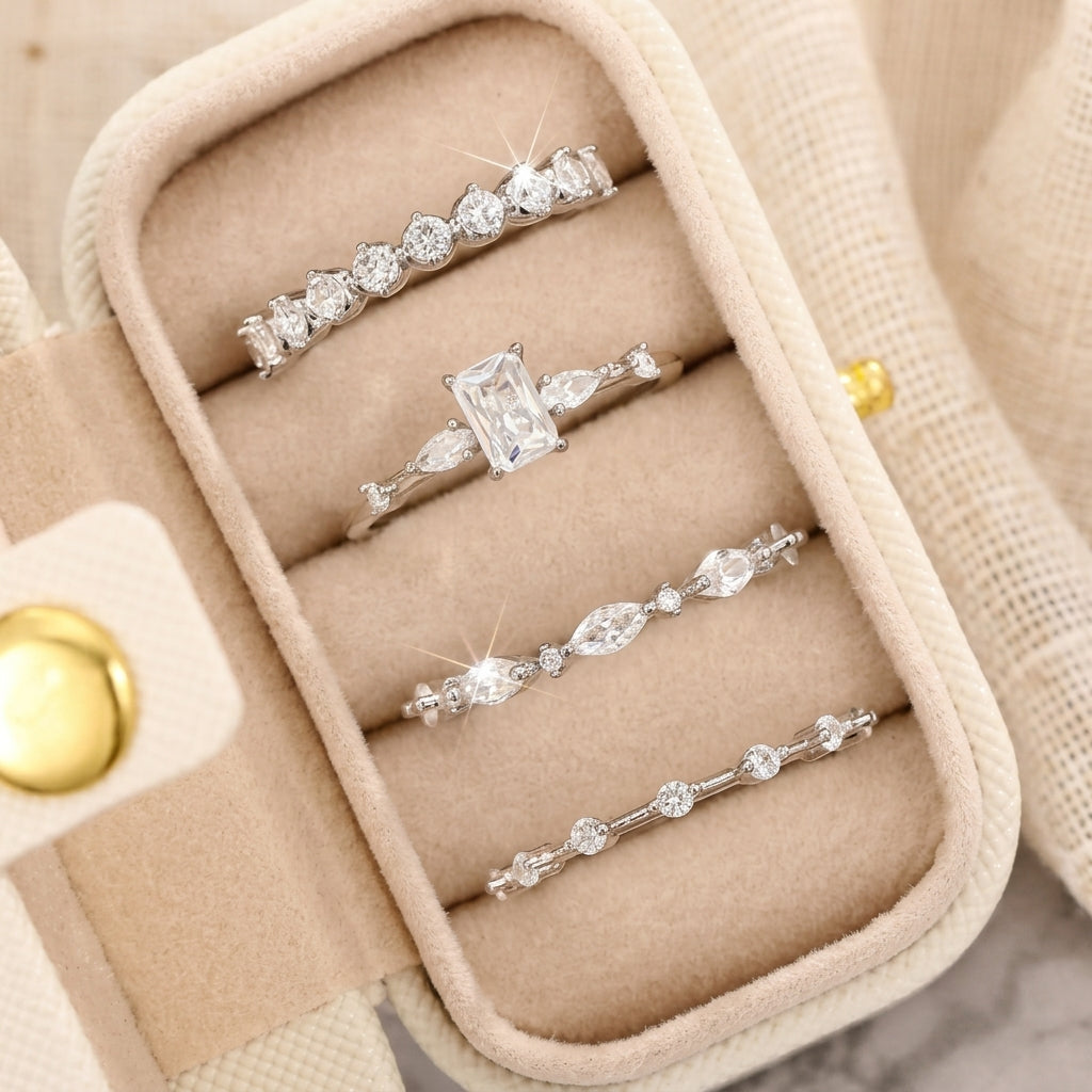 4pc Elegant Dainty Ring Set