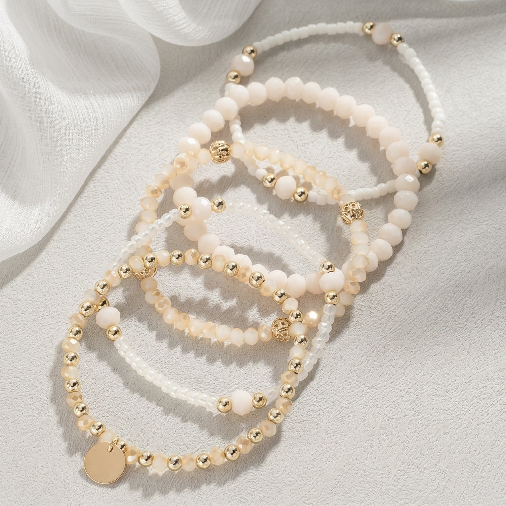 10pc Boho Glass Bead Bracelet Set