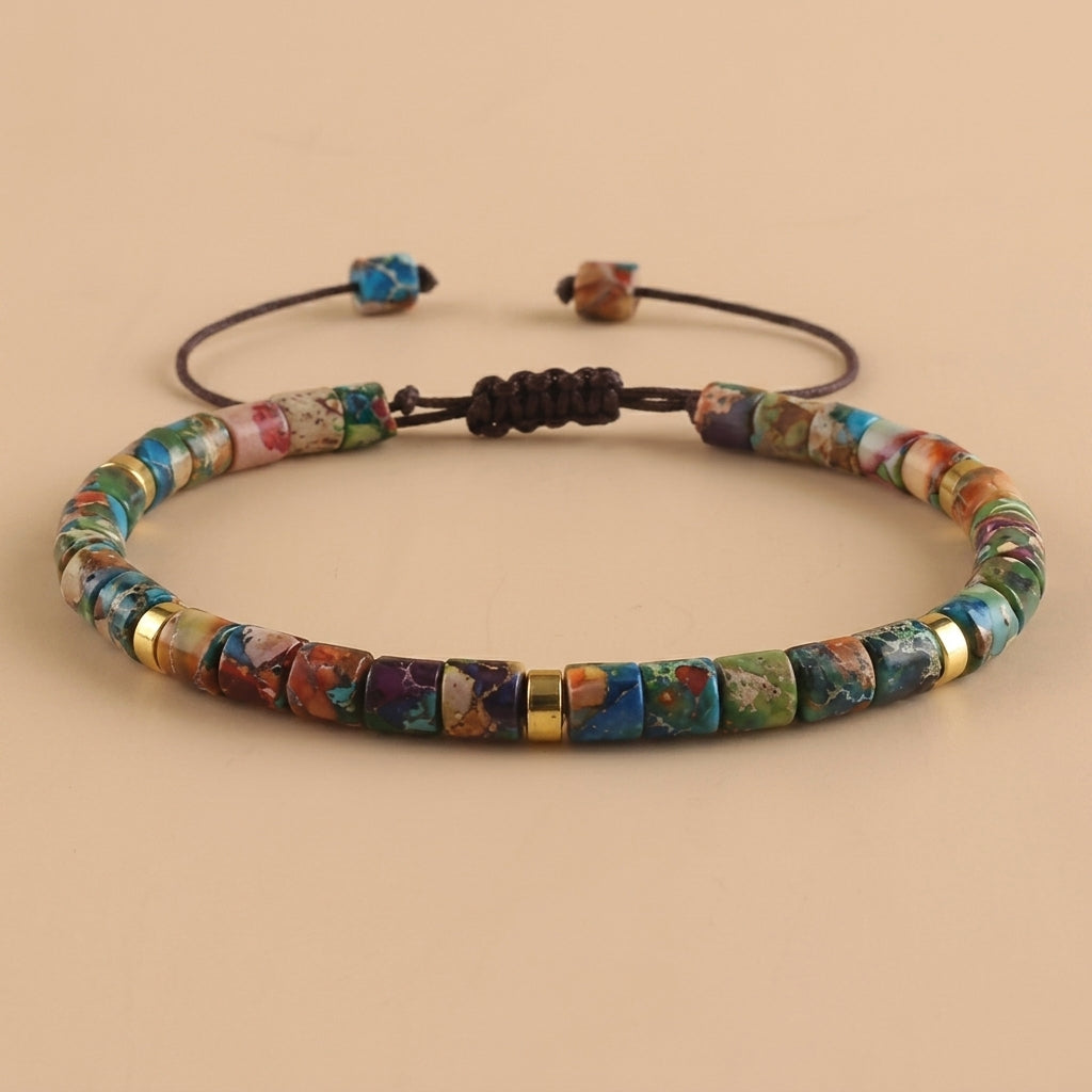 Boho Woven Colorful Stone Bracelet