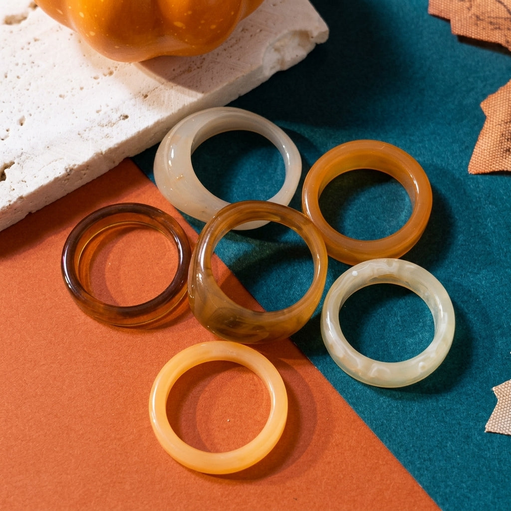 6pc Caramel Autumn Ring Set