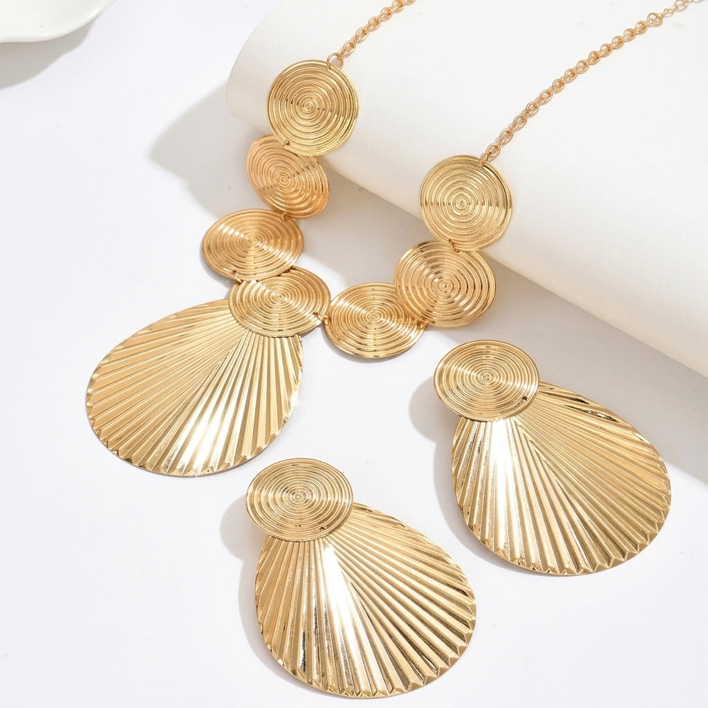 Geometric Swirl Necklace and Earrings Jewelry Set