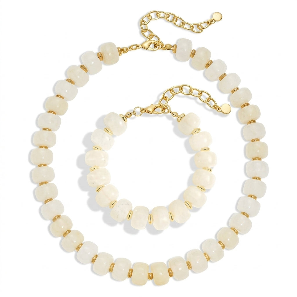 Boho Chunky Bead Necklace and Bracelet Set