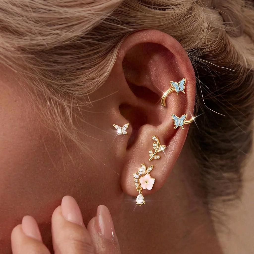 9pc Celestial Flat Back Earring Set