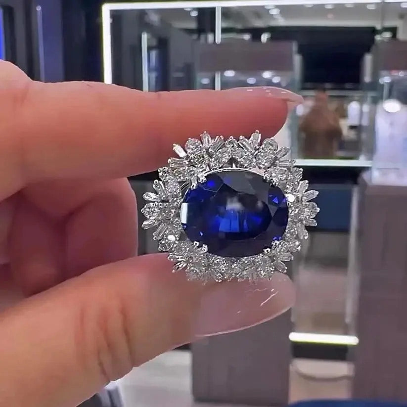 Vintage Sapphire Halo Statement Ring
