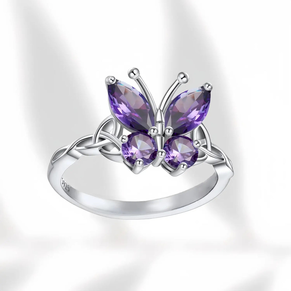 s925 Silver Purple Butterfly Ring